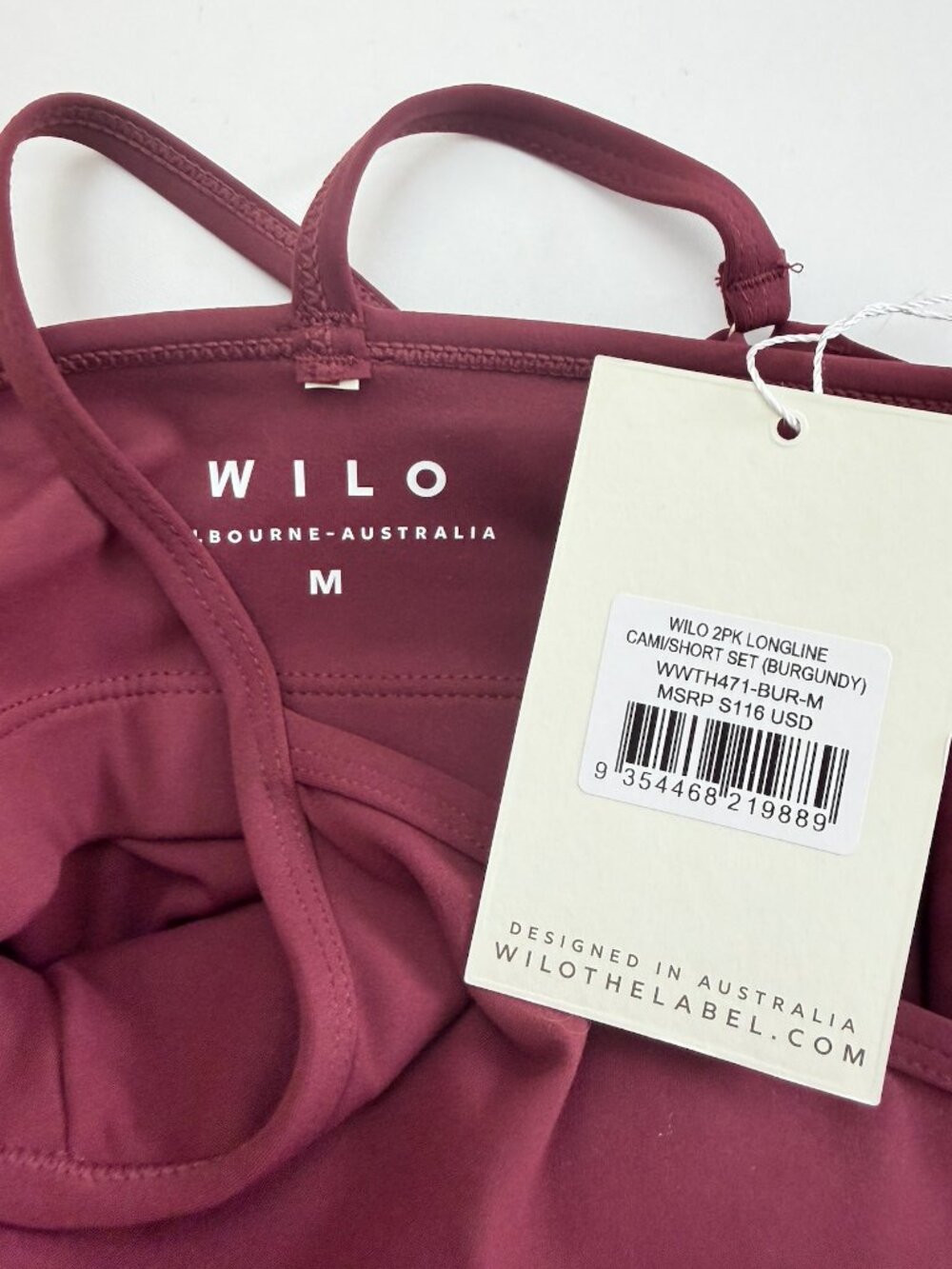Wilo The Label Longline Cami Shorts Set Burgundy Medium NWT 2 Piece Workout - Picture 5 of 8